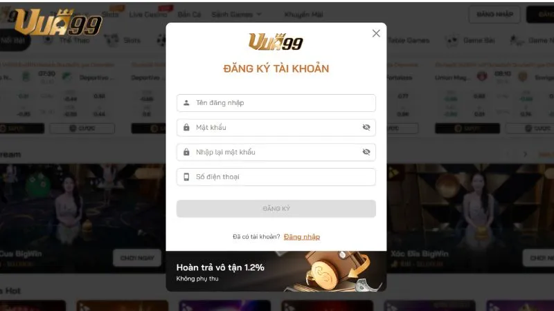 Hướng dẫn chi tiết các bước đăng ký Vua99