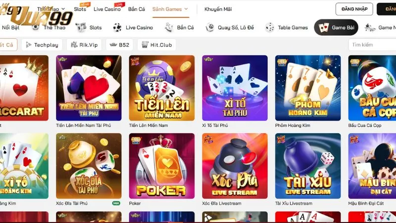 Ưu điểm nổi bật khi chơi tại sảnh Game bài Vua99
